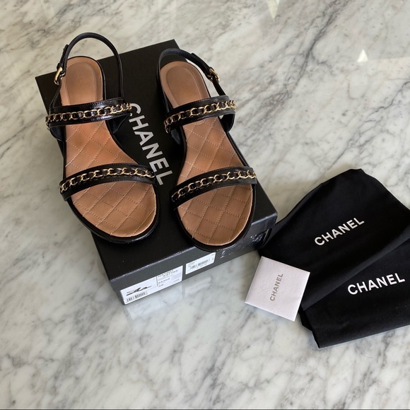 Authentic CHANEL CHAIN Gold strap sandals Rare💝 - Picture 7 of 15